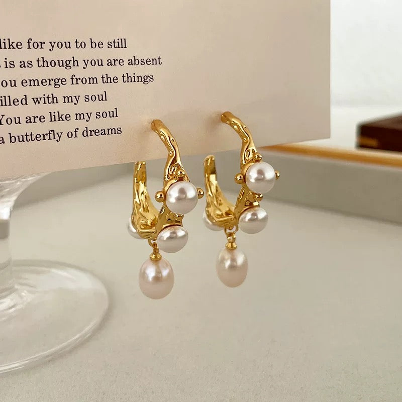 Gilded Pearl Flow Earrings
