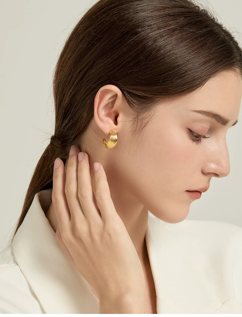 Golden Wave Hoop Earrings