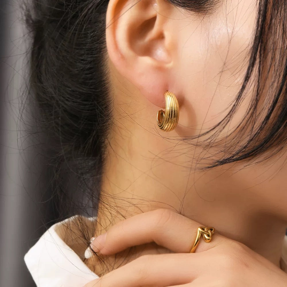 Golden Wave Hoop Earrings