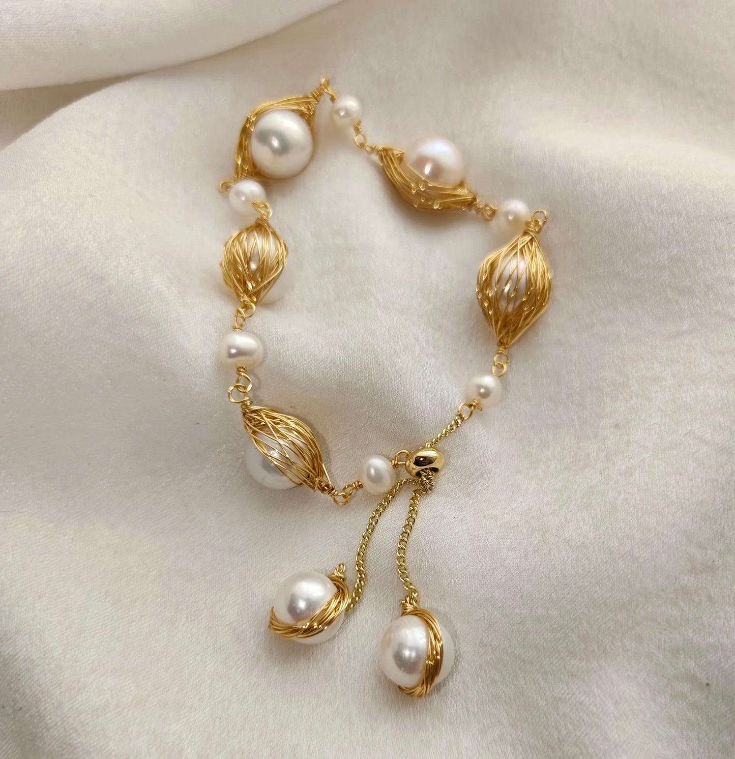 Golden Pearl Whimsy Bracelet