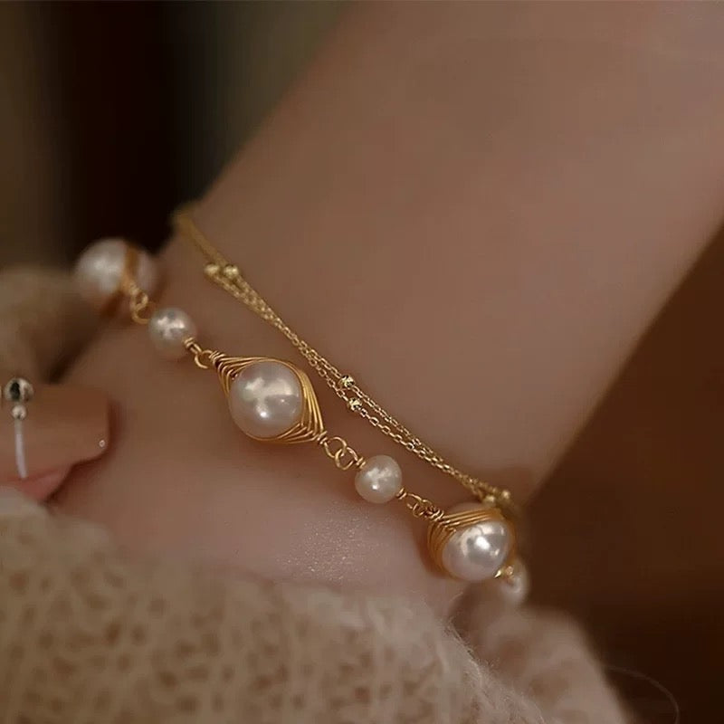Golden Pearl Whimsy Bracelet