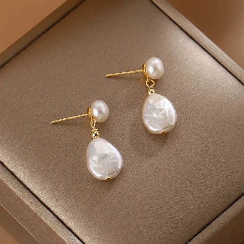 Elegance in Bloom Baroque Pearl Earrings