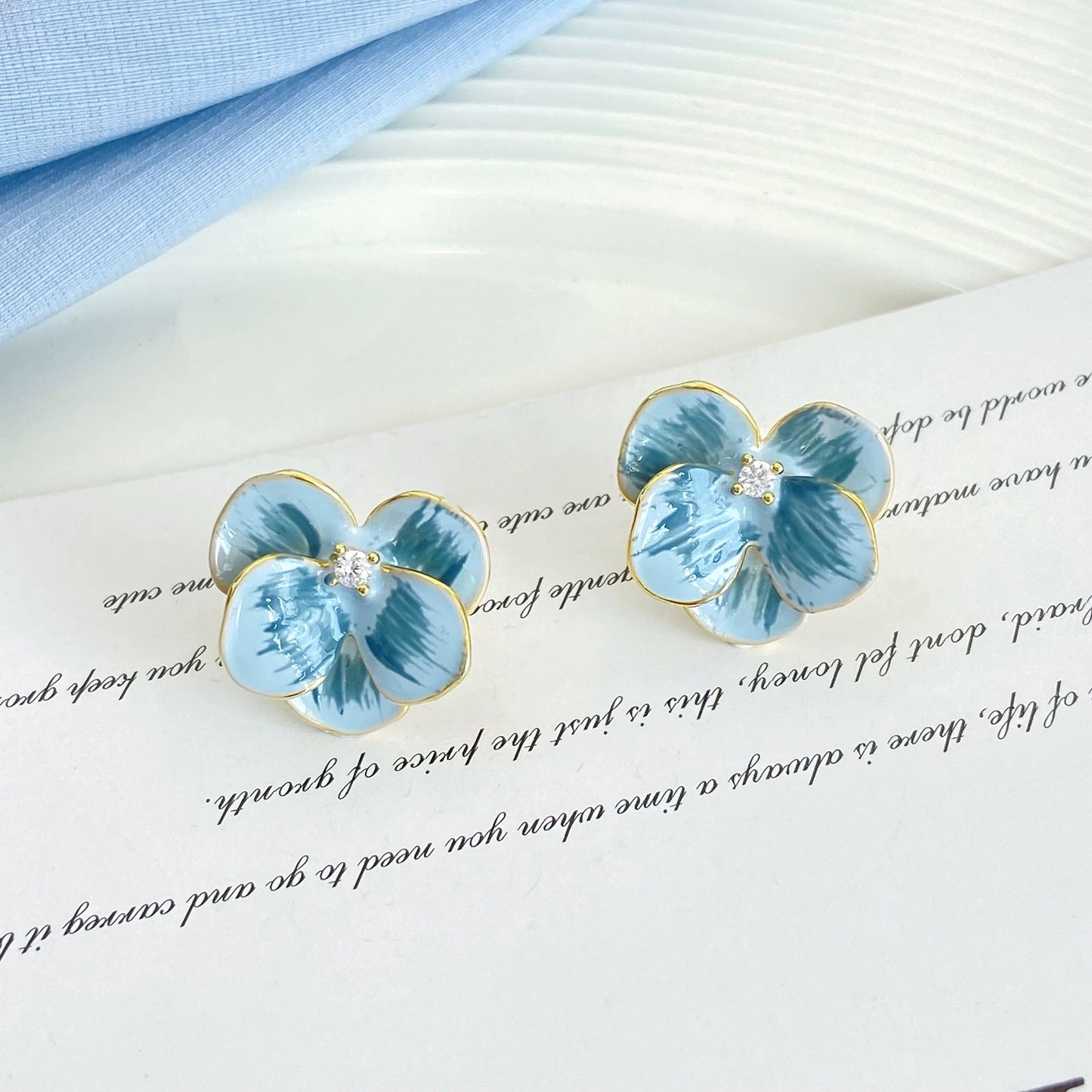 Azure Bloom Enamel Earrings