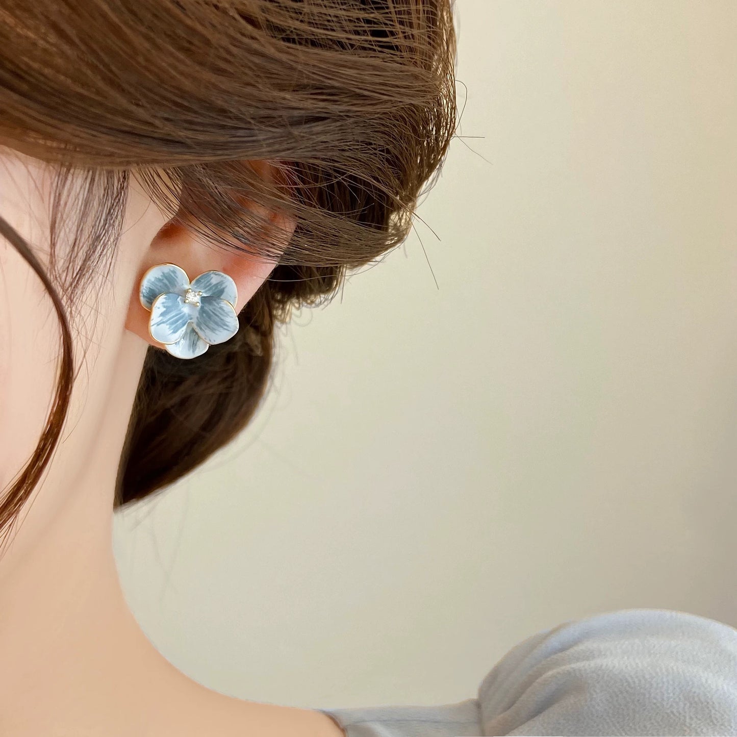 Azure Bloom Enamel Earrings