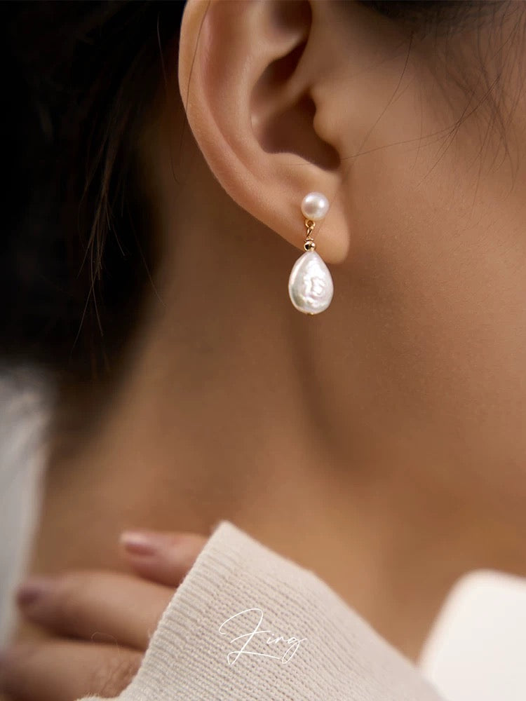 Elegance in Bloom Baroque Pearl Earrings